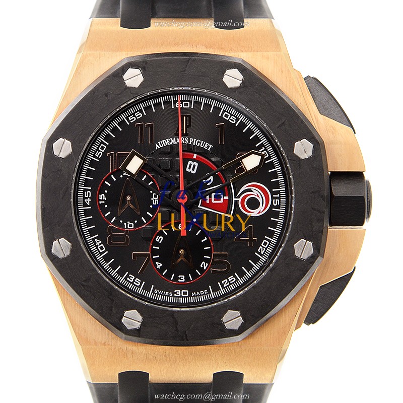 Audemars Piguet 26062OR.OO.A002CA.01 Royal Oak Offshore Replica Watch, Black Dial Rose Gold Case - Luxury Replica Watch