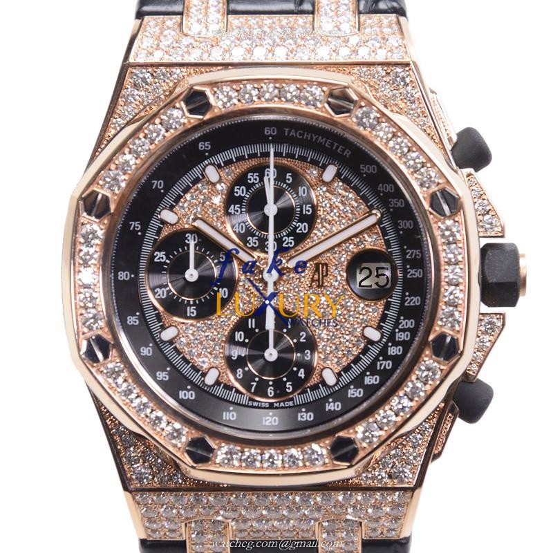 26067OR.ZZ.D002CR.01 - Audemars Piguet Royal Oak Replica Watch - 42mm Rose Gold & Diamonds Automatic - Luxury Replica Watch