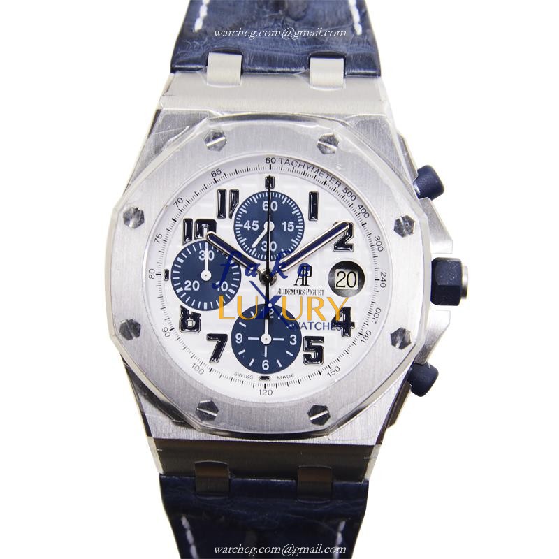 Audemars Piguet Royal Oak Offshore 26170ST.OO.D305CR.01 Automatic White Dial Blue Alligator Steel - Luxury Replica Watch