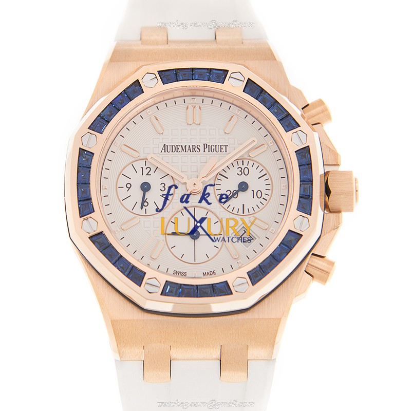 Audemars Piguet Royal Oak 26236OR.SS.D010CA.01 Automatic 18kt Rose Gold White Dial Rubber Replica - Luxury Replica Watch