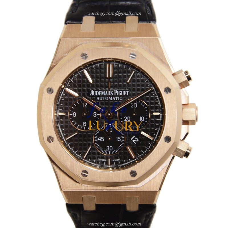 Audemars Piguet Royal Oak 26320OR.OO.D002CR.01 Replica Watch, Automatic, 18kt Rose Gold Case, Black - Luxury Replica Watch