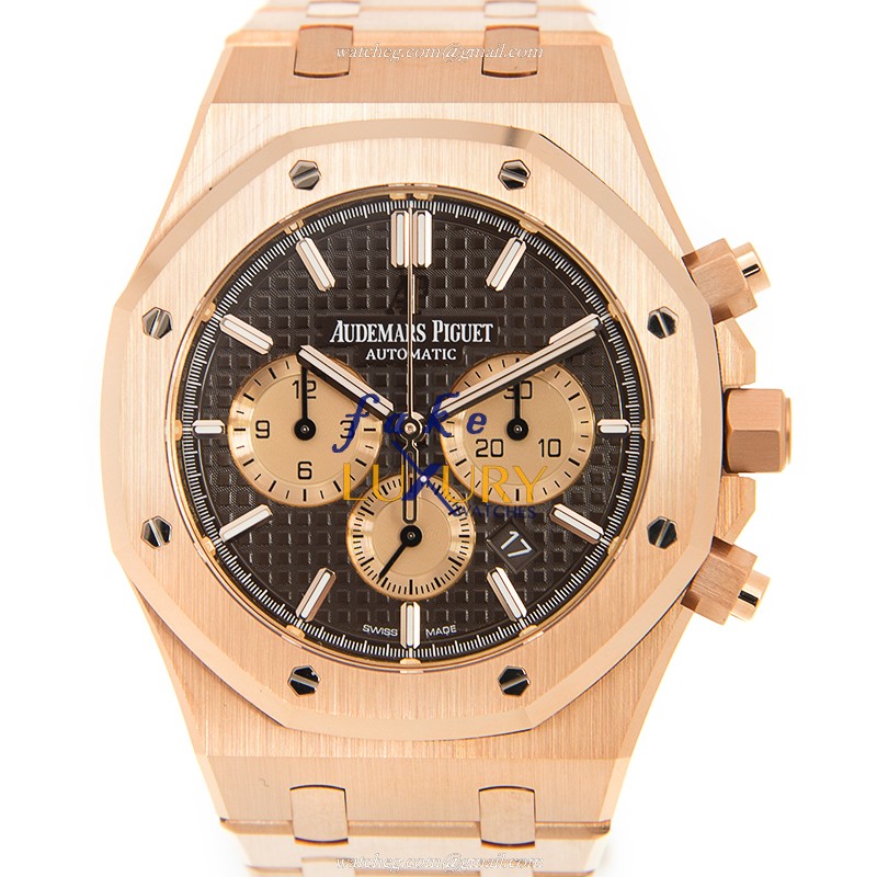 Audemars Piguet 26331OR.OO.1220OR.02 Royal Oak Replica Watch, 41mm 18kt Rose Gold Case, Dark Brown - Luxury Replica Watch