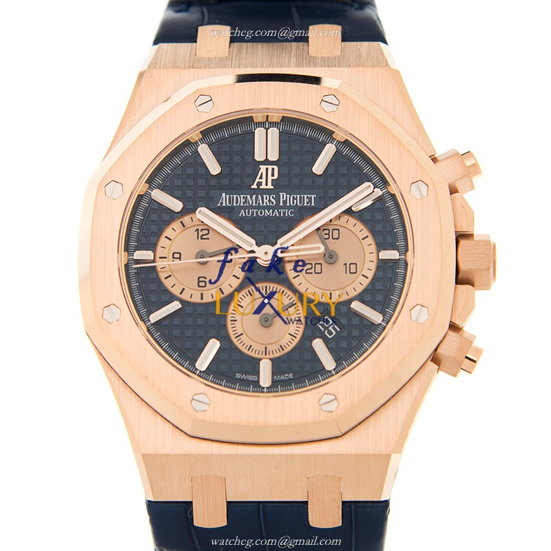 Audemars Piguet 26331OR.OO.D315CR.01 Royal Oak Replica Watch With Blue Dial, Rose Gold Case - Luxury Replica Watch