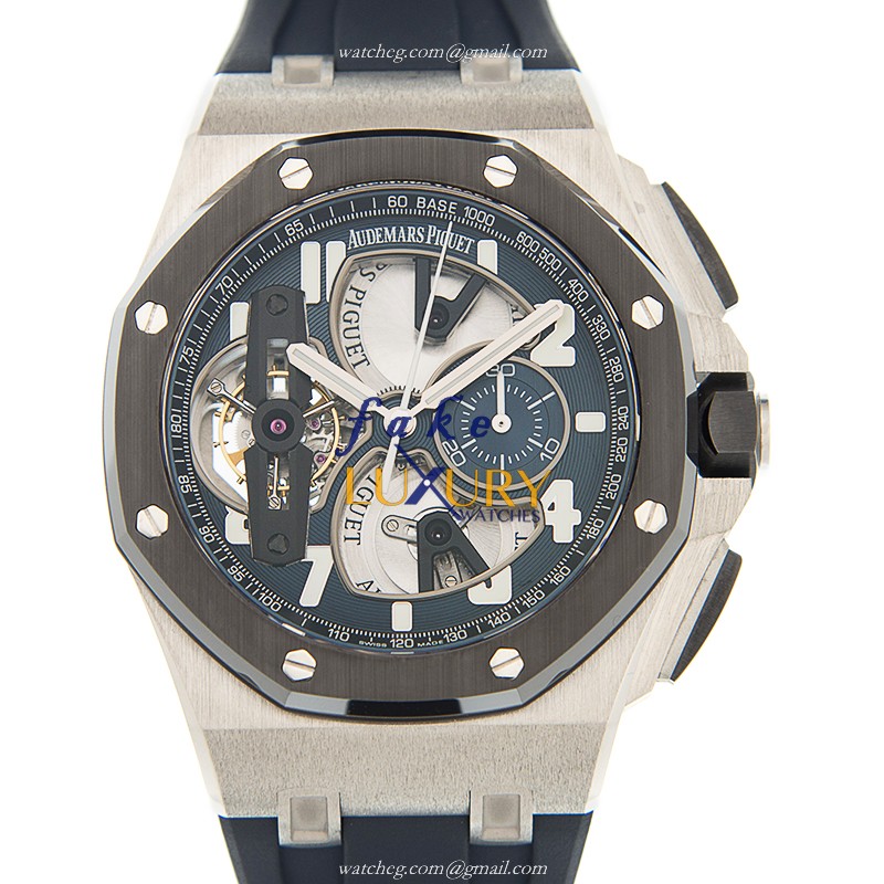 Audemars Piguet 26388PO.OO.D027CA.01 Royal Oak Offshore Replica Watch, Blue Dial, Platinum Case - Luxury Replica Watch
