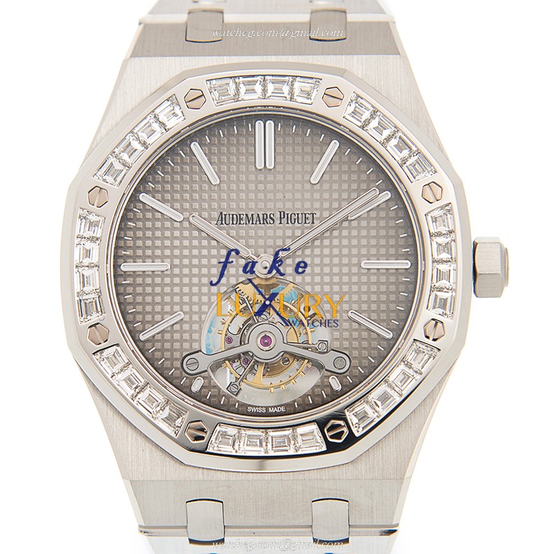 Audemars Piguet 26516PT.ZZ.1220PT.01 Replica Watch, Royal Oak, Gray Dial, Platinum & Diamonds Case - Luxury Replica Watch