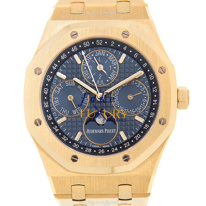 Audemars Piguet Royal Oak 26574BA.OO.1220BA.01 Automatic 18kt Yellow Gold Blue Dial Replica Watch - Luxury Replica Watch