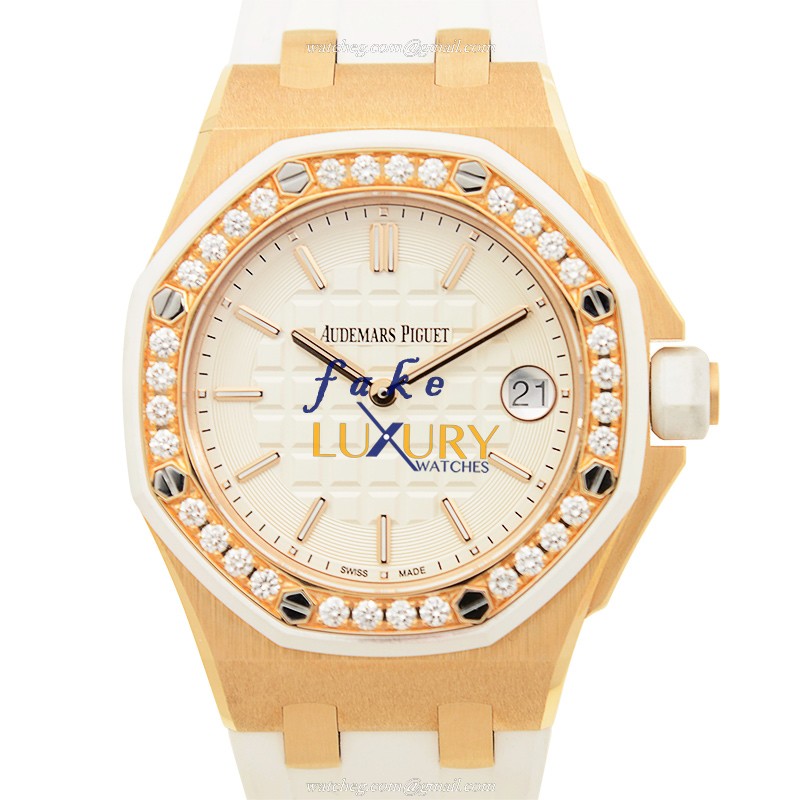 Audemars Piguet 67540OK.ZZ.A010CA.01 Royal Oak Offshore Replica Watch, 18kt Rose Gold Diamond Case - Luxury Replica Watch