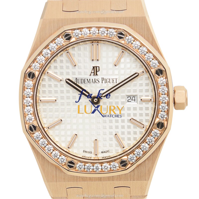 Audemars Piguet Royal Oak 67651OR.ZZ.1261OR.01 Quartz 18kt Rose Gold Diamond Replica Watch - Luxury Replica Watch