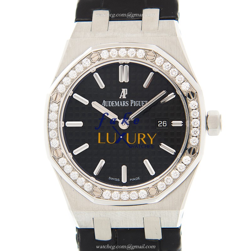 Audemars Piguet Royal Oak 67651ST.ZZ.D002CR.01 Replica Watch With Quartz Movement, Black Dial - Luxury Replica Watch