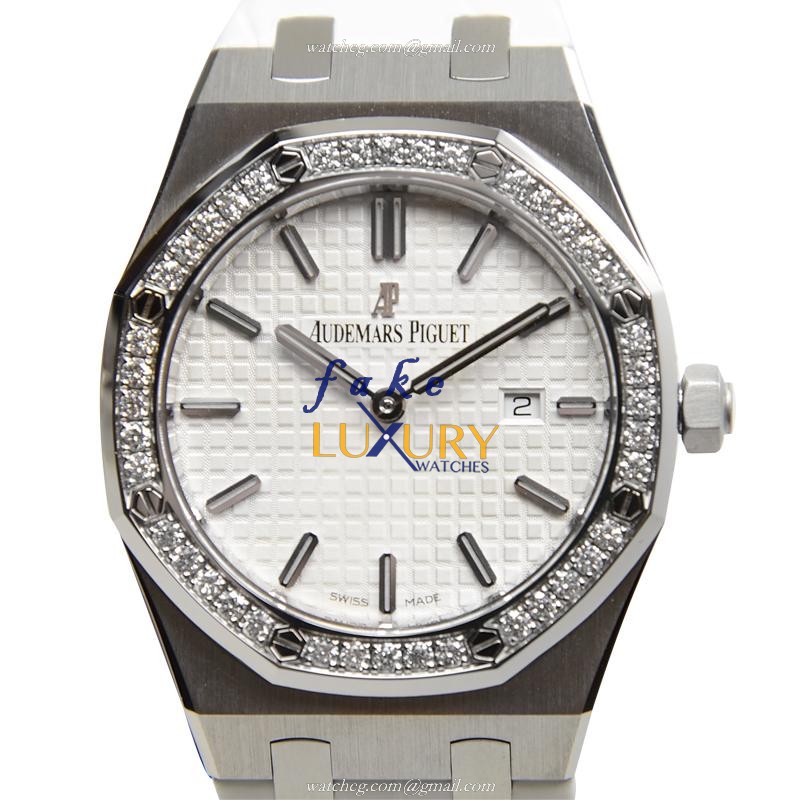 Audemars Piguet 67651ST.ZZ.D011CR.01 Royal Oak Replica Watch with White Dial on - Luxury Replica Watch