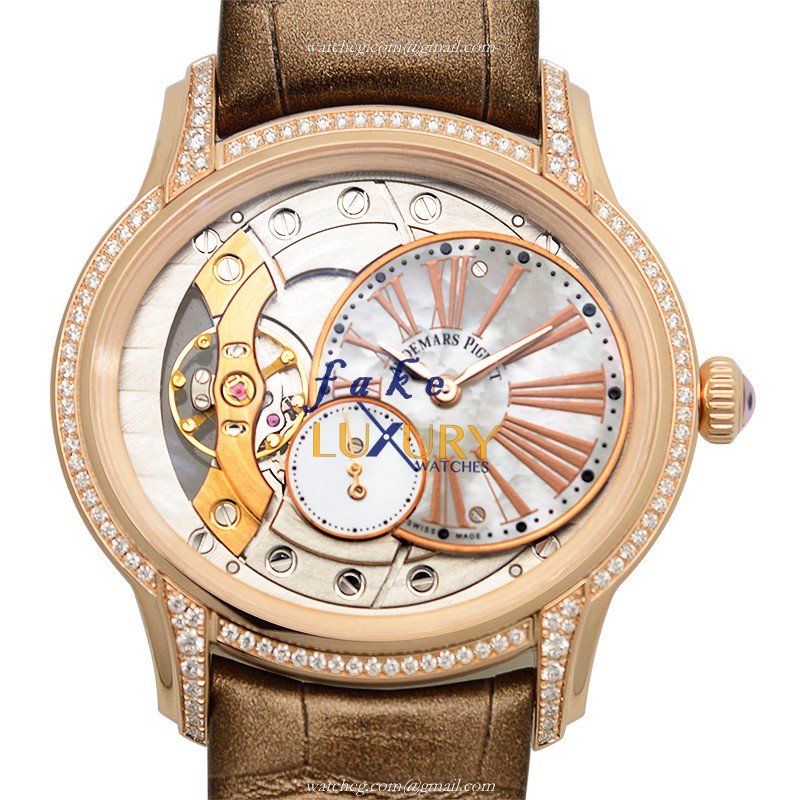 Audemars Piguet Millenary 77247OR.ZZ.A812CR.01 Manual Wind Rose Gold Diamond Silver Dial Replica - Luxury Replica Watch