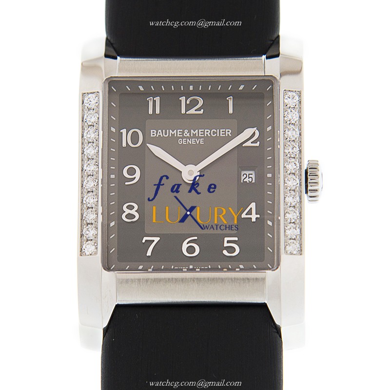 Baume & Mercier M0A10022 Hampton Replica Watch Quartz Stainless Steel Diamonds Black Dial Satin - Luxury Replica Watch