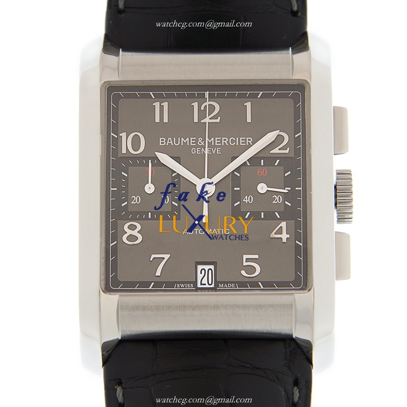 Baume & Mercier Hampton M0A10030 Automatic Steel Gray Dial Alligator Strap Replica Watch - Luxury Replica Watch