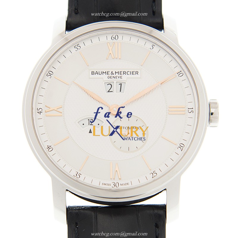 M0A10038 - Baume & Mercier Classima Replica Watch - Automatic - White Dial Black Alligator Strap - Luxury Replica Watch