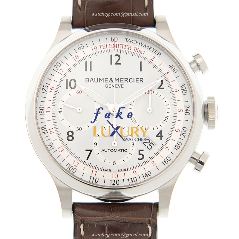 Baume & Mercier M0A10041 Capeland Manual Wind White Dial Alligator Strap Replica Watch - Luxury Replica Watch