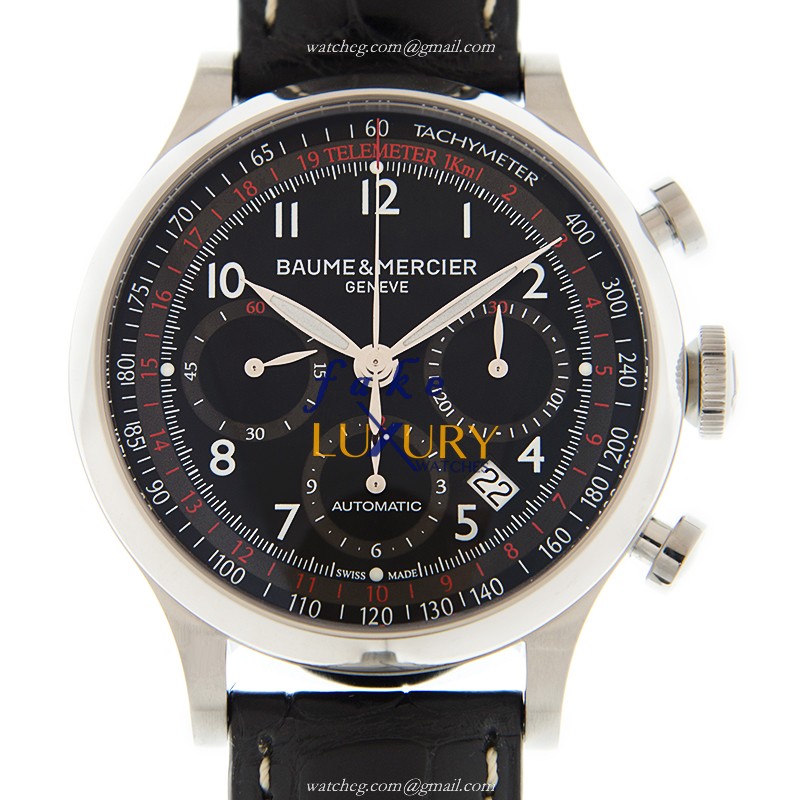 Baume & Mercier M0A10042 Capeland Replica Watch, Automatic, Black Dial, Steel Case - Luxury Replica Watch
