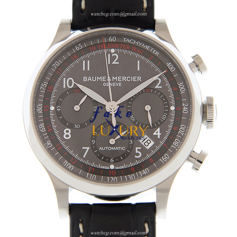 Baume & Mercier M0A10044 Capeland Replica Watch, Black Dial, Manual Wind, Alligator Strap - Luxury Replica Watch
