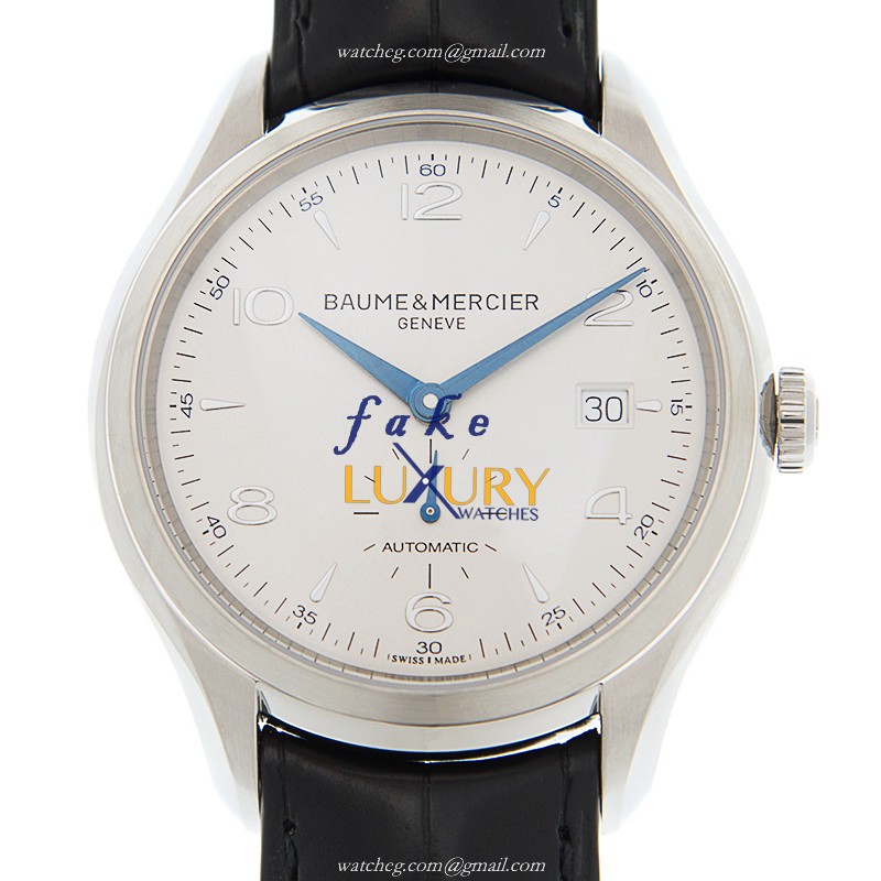 Baume & Mercier M0A10052 Clifton - Replica Watch - Automatic - Steel Case - Silver Dial - Black - Luxury Replica Watch