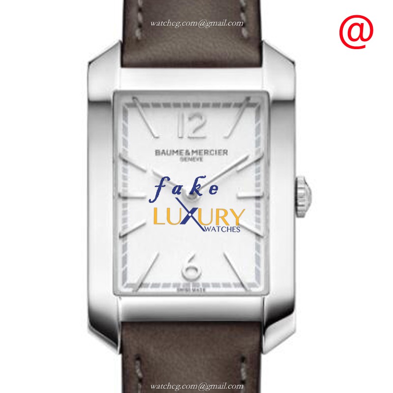 Baume & Mercier M0A10471 Hampton Replica Watch Quartz Stainless Steel Silvery White Dial Brown - Luxury Replica Watch