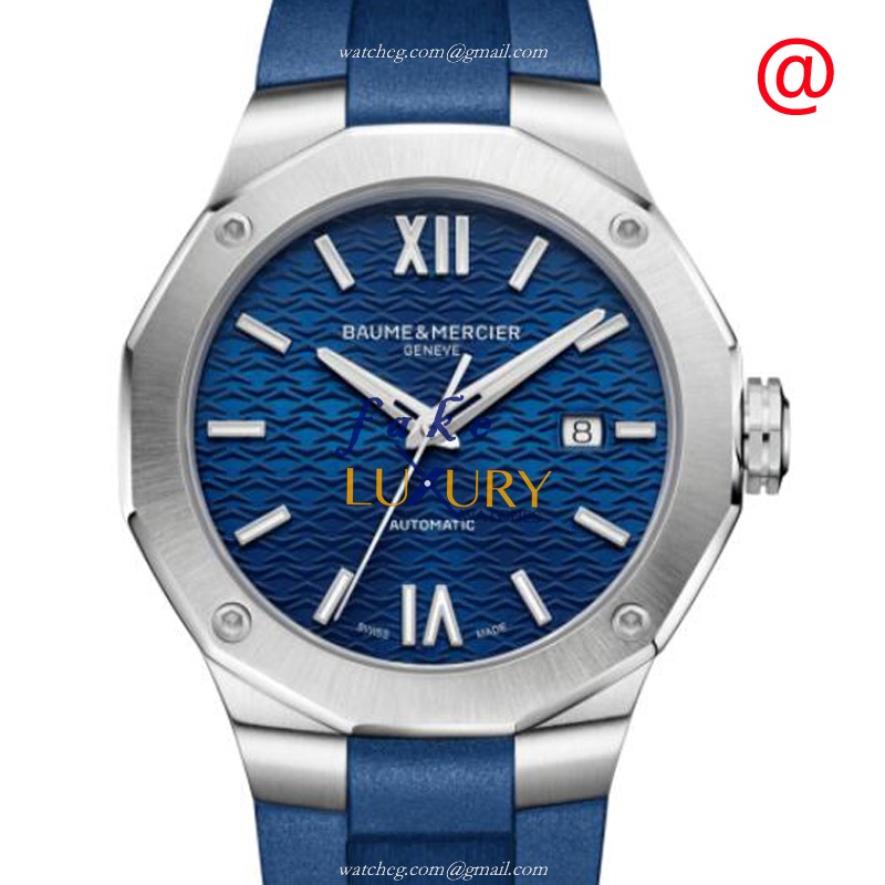 Baume & Mercier Riviera M0A10619 Automatic Blue Dial Stainless Steel Rubber Strap Replica Watch - Luxury Replica Watch