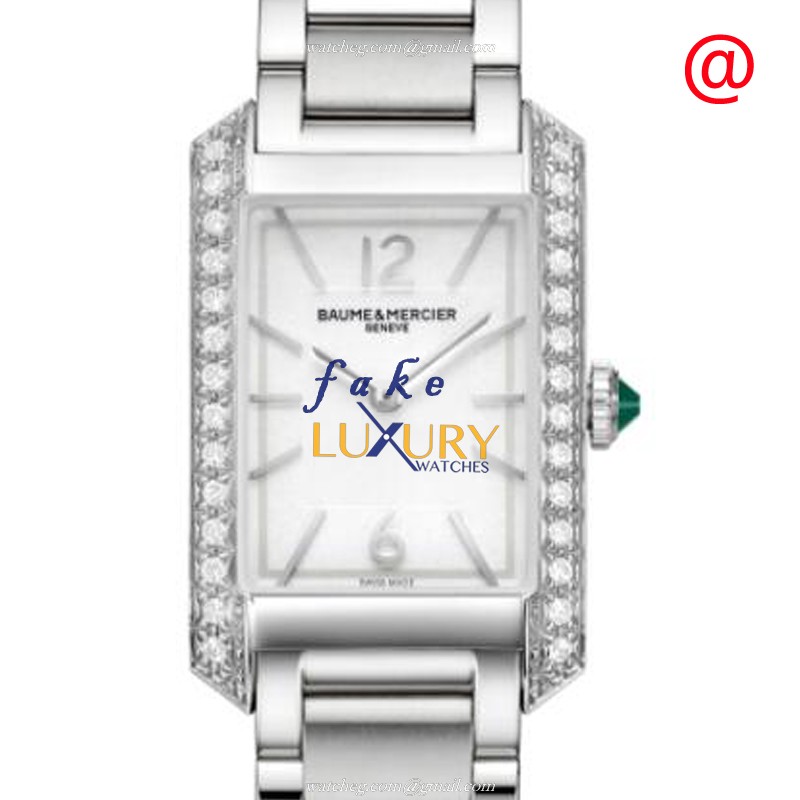Baume & Mercier M0A10631 Hampton Quartz White Dial Stainless Steel Diamonds Replica Watch - Luxury Replica Watch