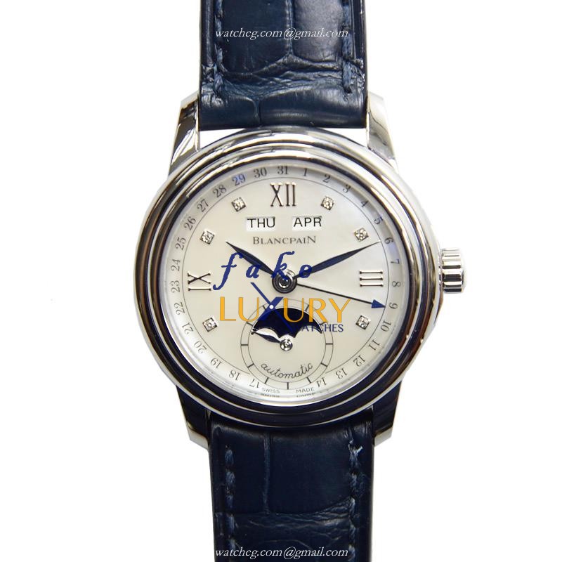Blancpain 2360-1191A-55B Women's Automatic Steel White Dial Alligator Strap Replica Watch - Luxury Replica Watch