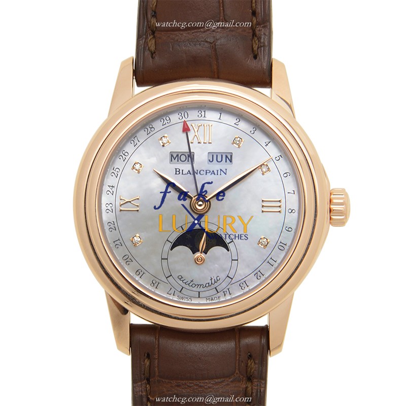 Blancpain 2360-3691A-55B Women's Replica Watch With Automatic Movement, Rose Gold Case, Mother of - Luxury Replica Watch