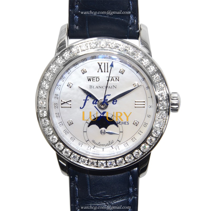 Blancpain 2360-4691A-55B Replica Watch, Silvery White Mother of Pearl Dial, Steel & Diamond Case - Luxury Replica Watch