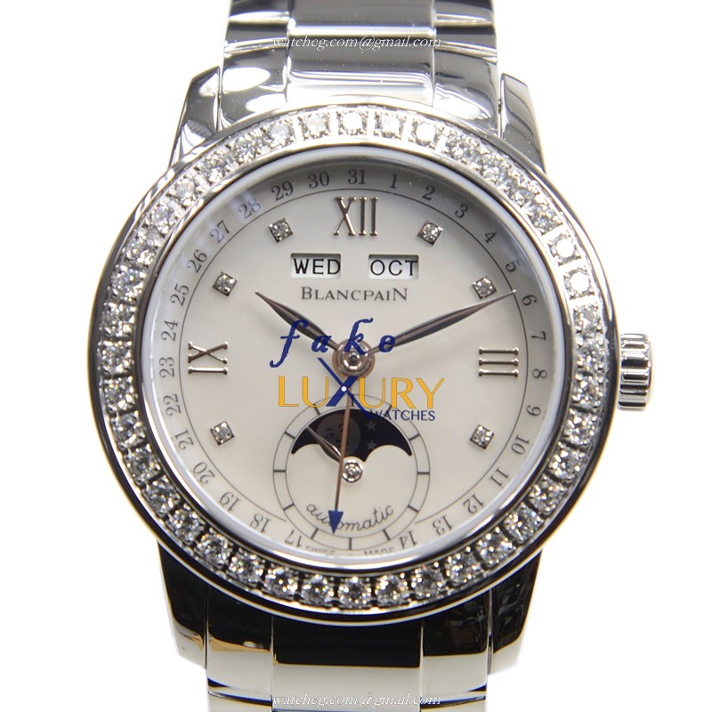 Blancpain 2360-4691A-71 Replica Watch Women Automatic Stainless Steel Diamonds White Dial - Luxury Replica Watch