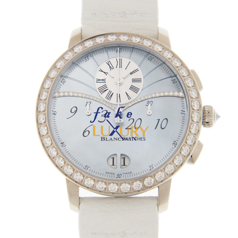 3626-1954L-58A - Blancpain Women Replica Watch Automatic 18kt White Gold Diamond Blue Dial - Luxury Replica Watch