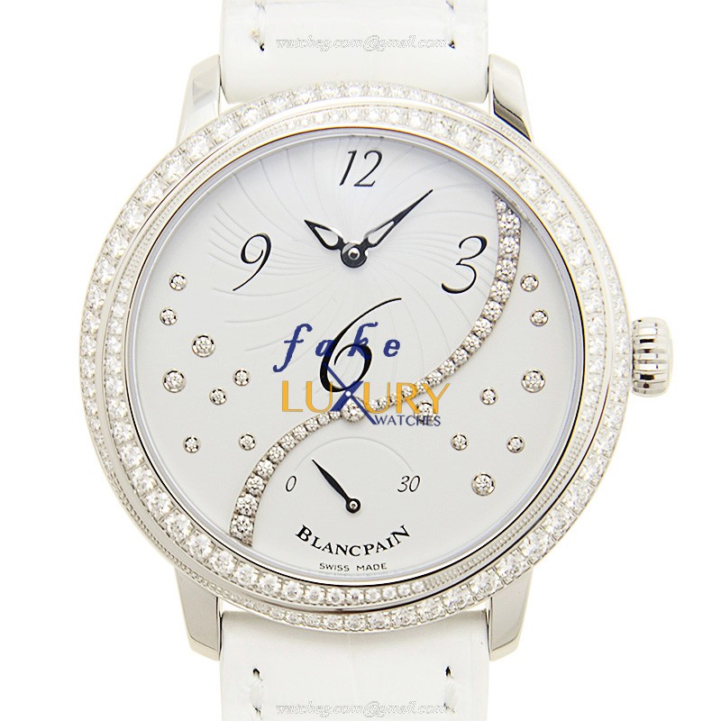 Blancpain 3650A-4528-55B Replica Watch With White Dial, Stainless Steel Diamonds Case, Alligator - Luxury Replica Watch