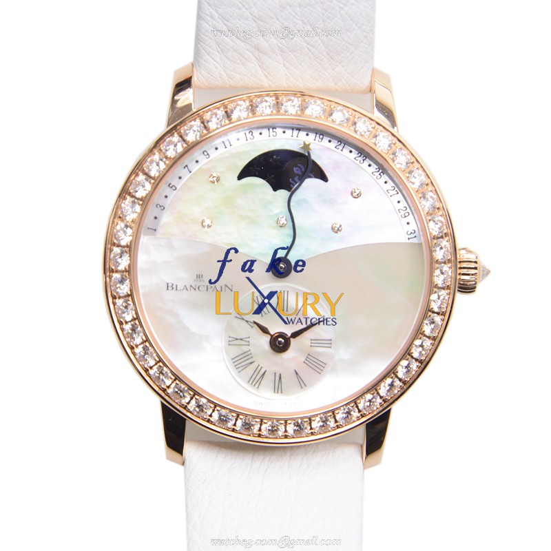Blancpain 3653-2954-58B - Replica Watch - Automatic - 18kt Rose Gold Diamonds - White Dial - Luxury Replica Watch