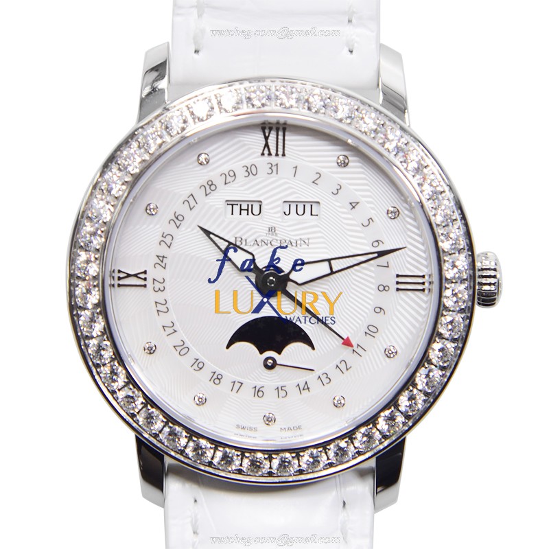 Blancpain 3663A-4654-55B Replica Watch, White Dial, Stainless Steel & Diamonds, Automatic - Luxury Replica Watch
