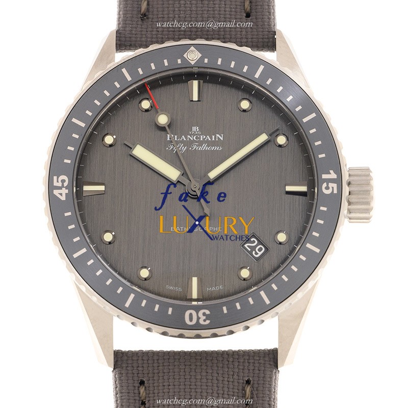 Blancpain 5000-1210-G52A Fifty Fathoms Replica Watch, Gray Dial, Titanium Case, Automatic - Luxury Replica Watch