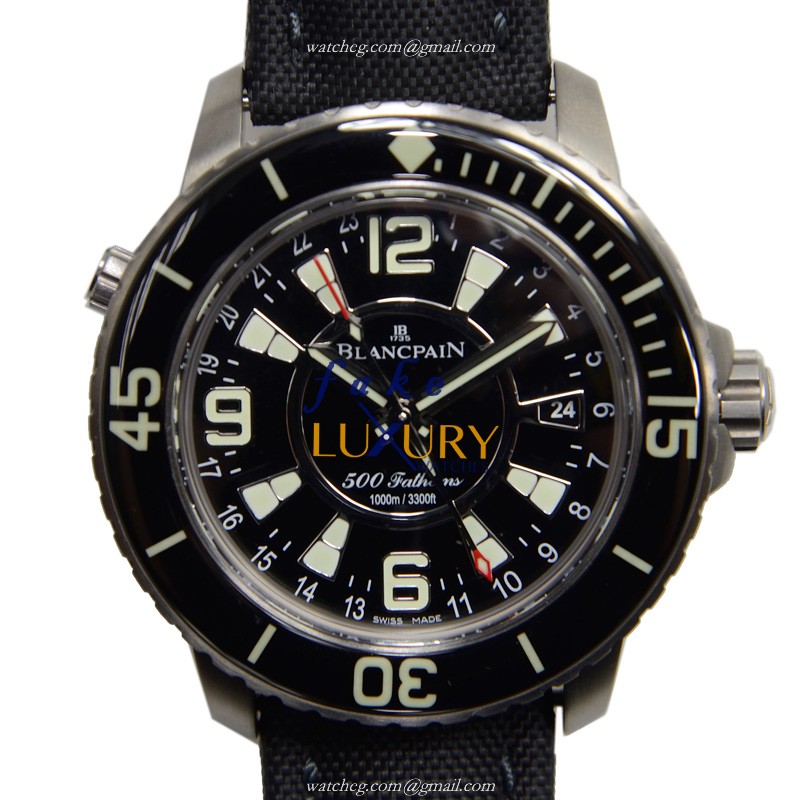 Blancpain Fifty Fathoms 50021-12B30-52B Automatic Titanium Black Dial Canvas Strap Replica Watch - Luxury Replica Watch