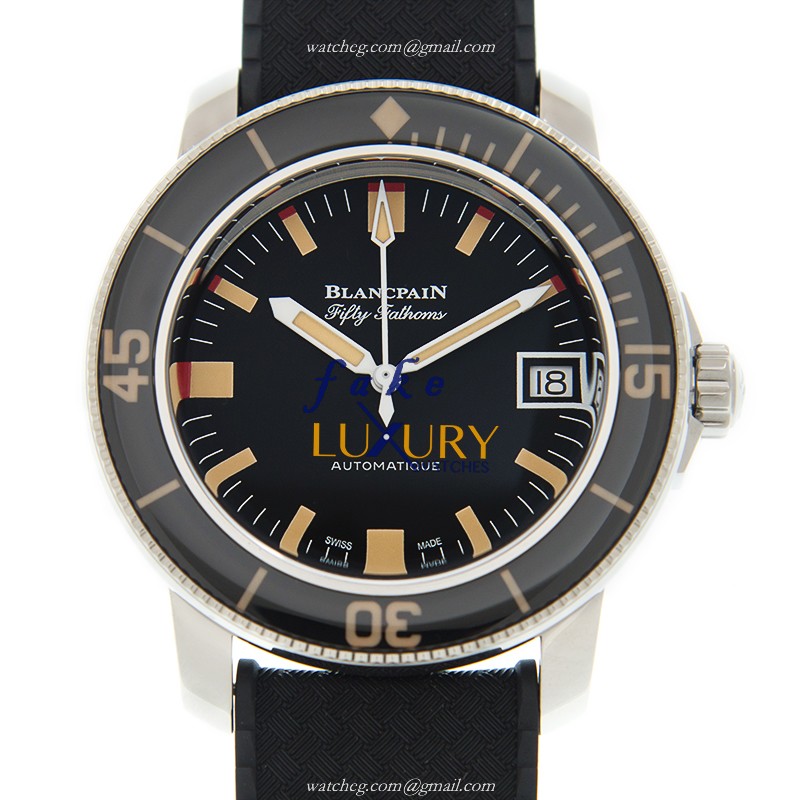 Blancpain 5008B-1130-B52A Fifty Fathoms Replica Watch, Automatic, Black Dial, Rubber Strap - Luxury Replica Watch