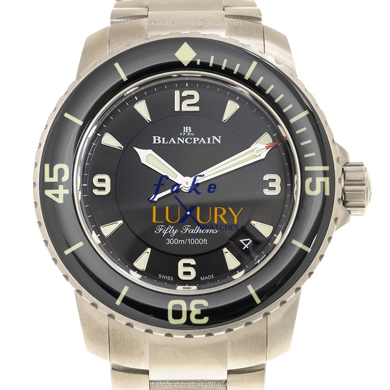 Blancpain 5015-12B30-98B Fifty Fathoms Replica Watch, Automatic, Black Dial, PVD Titanium Case - Luxury Replica Watch