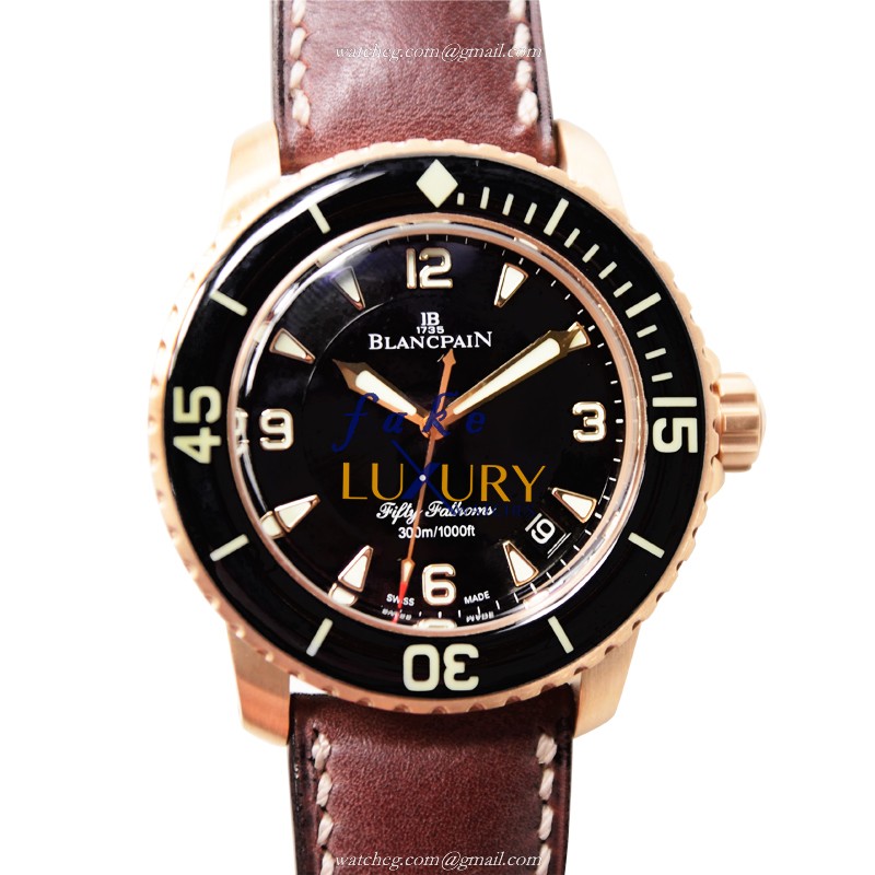 Blancpain 5015A-3630-63B Fifty Fathoms - Replica Watch - Black Dial - Automatic - Rose Gold Case - Luxury Replica Watch