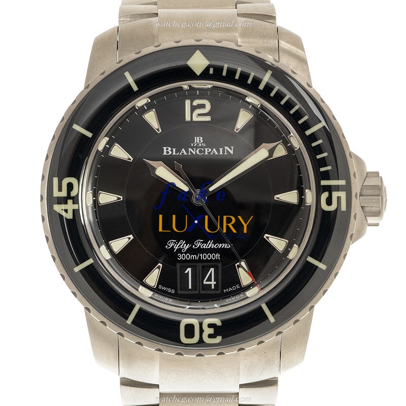 Blancpain 5050-12B30-98 Fifty Fathoms Replica Watch, Black Dial, Titanium Case, Automatic - Luxury Replica Watch