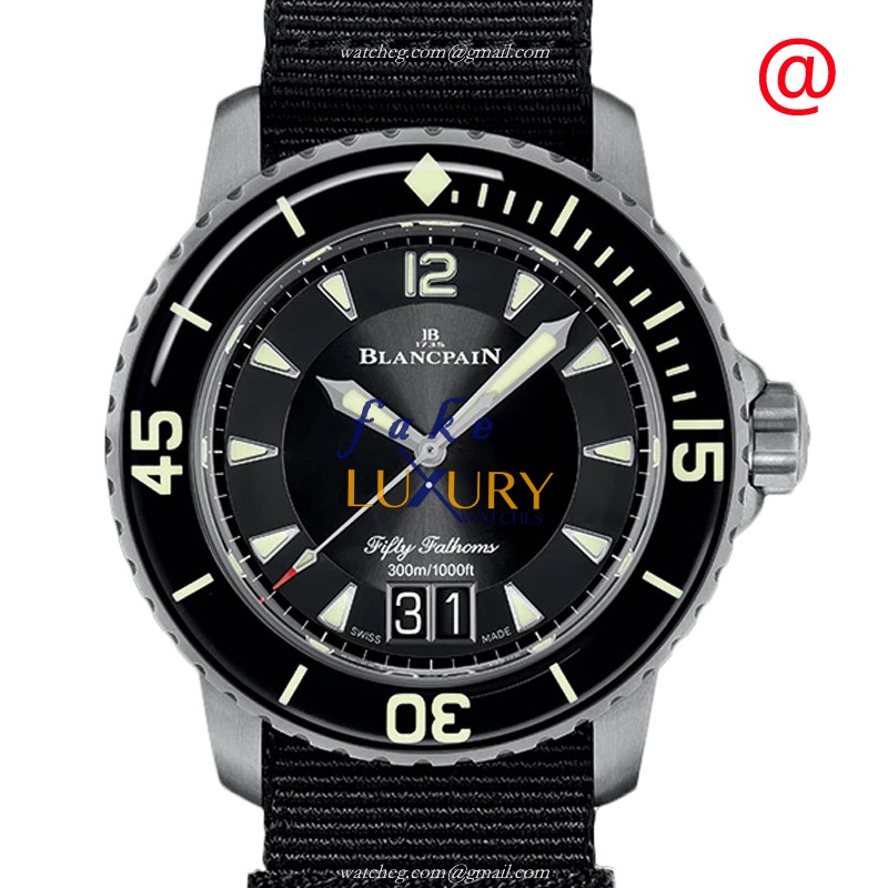5050-12B30-NABA - Blancpain Fifty Fathoms Replica Watch - Automatic Titanium Black Dial Nylon Strap - Luxury Replica Watch