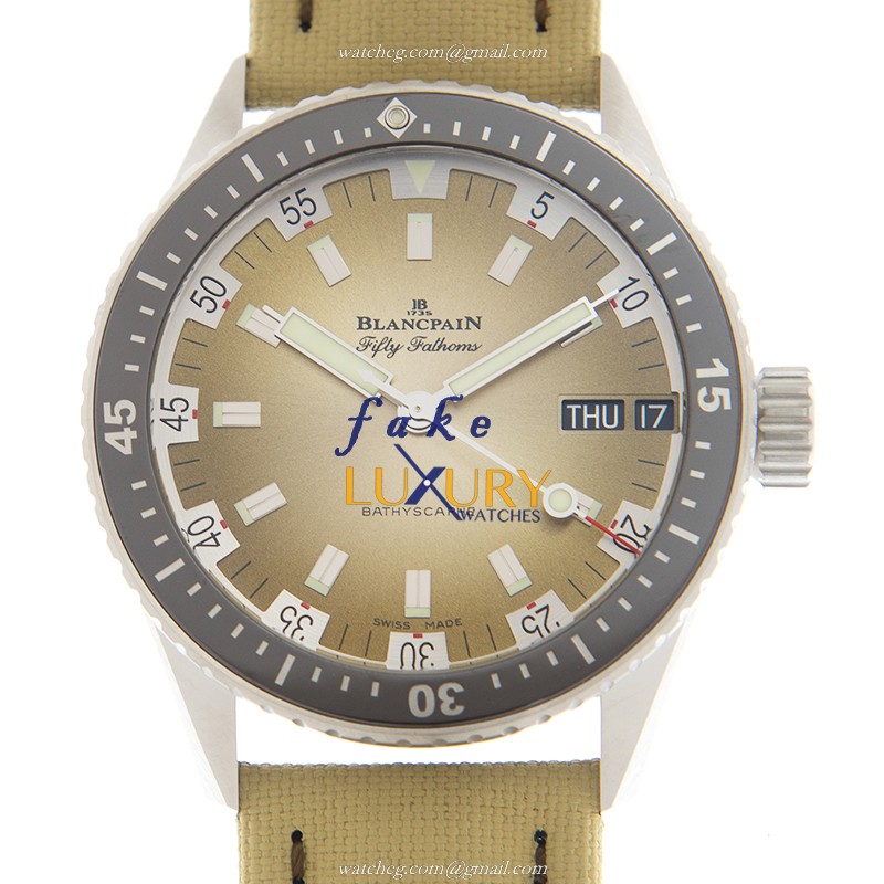 Blancpain 5052-1146-E52A Fifty Fathoms Replica Watch, Brown Dial, Automatic Movement, Steel Case - Luxury Replica Watch