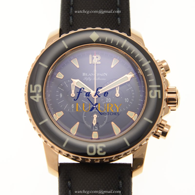 Blancpain 5085F-3630-52A Fifty Fathoms - Replica Watch - Automatic - 18kt Rose Gold - Black Dial - Luxury Replica Watch