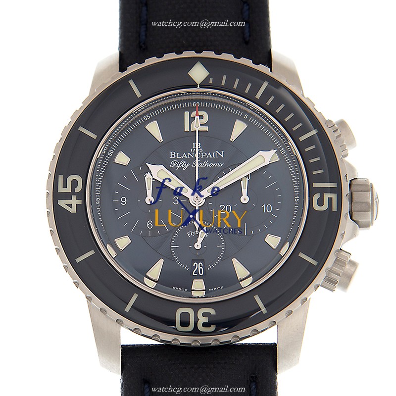 Blancpain 5085FB-1140-52B Fifty Fathoms Replica Watch, Blue Dial, Steel Case, Canvas Strap - Luxury Replica Watch