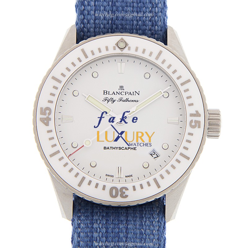 Blancpain 5100-1127-NAJ Fifty Fathoms Automatic White Dial Blue Canvas | Steel | Replica Watch - Luxury Replica Watch