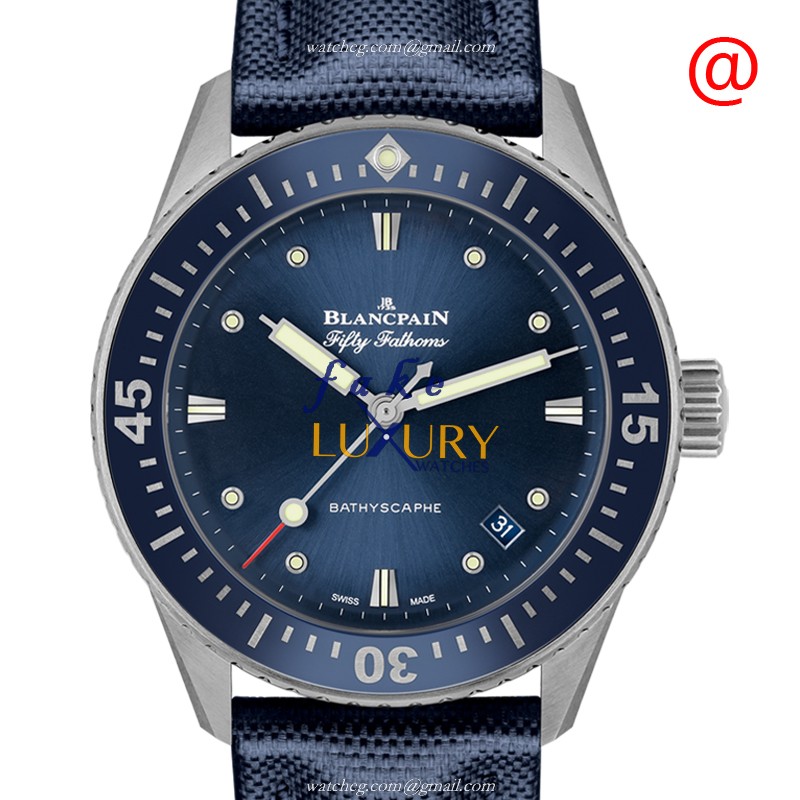 Blancpain Fifty Fathoms 5100-1140-52A Replica Watch, Automatic, Blue Dial, Steel Case - Luxury Replica Watch