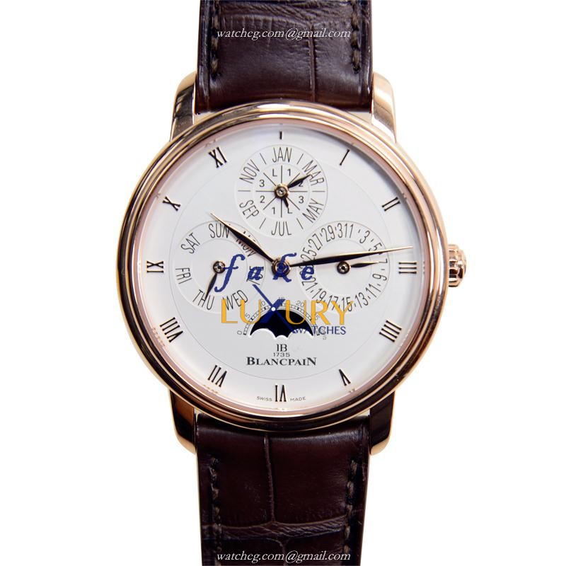 Blancpain 6057-3642-55A Replica Watch, White Dial, 38mm Rose Gold Case, Automatic - Luxury Replica Watch
