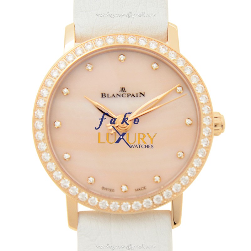 6102-2954C-95A - Blancpain Replica Watch Women Automatic 18kt Rose Gold Diamonds Pink Dial - Luxury Replica Watch