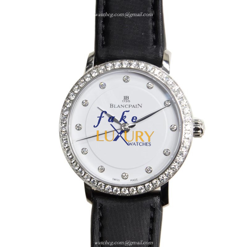 Blancpain 6102-4628-95A Villeret Replica Watch, Automatic, White Dial, Steel & Diamonds Case - Luxury Replica Watch