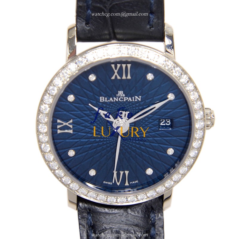 Blancpain 6102C-1929-55A Replica Watch, Women's Automatic, Dark Blue Dial, 18kt White Gold & Diamond - Luxury Replica Watch