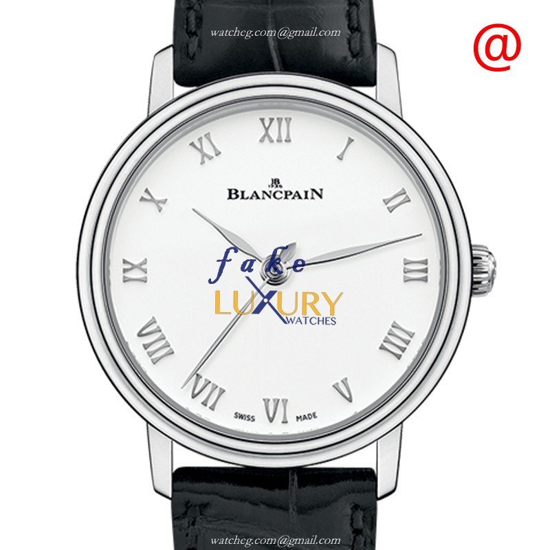 Blancpain 6104-1127-55A Villeret Replica Watch, Automatic, White Dial, Steel Case, Black Alligator - Luxury Replica Watch